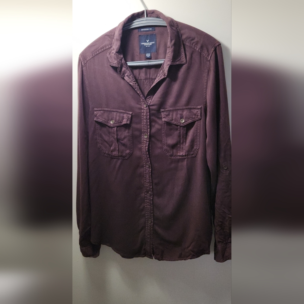 American Eagle Outfitters Men's Burgundy Shirt Jacket